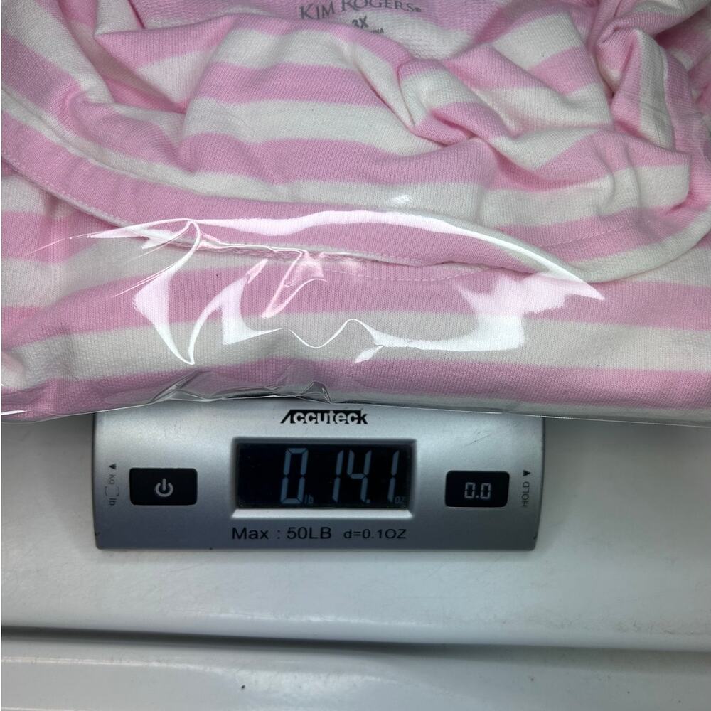 Kim Rogers Womens 3X Pink & White Striped Cowl Neck Top - Picture 11 of 11